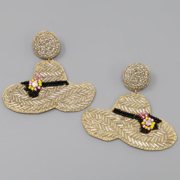 Modcloth Jewelry - Boho Floral Flower Hat Seed Beaded Earrings